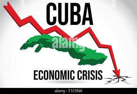 Carte de Cuba Crise financière l'effondrement économique du marché boursier Crise Mondiale Vector Illustration. Illustration de Vecteur