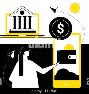 Services bancaires en ligne - télévision style design vector illustration Illustration de Vecteur