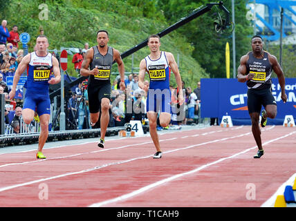 Richard Kilty et Harry Aikens Areety hommes 60 mètres à Great North City Games, British Athletics, Team GB Banque D'Images