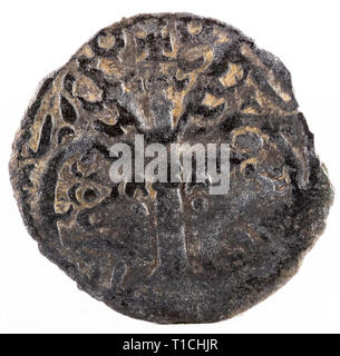 Ancien château médiéval fleece coin du Roi Alfonso IX. Dinero. L'Espagne. Marche arrière. Banque D'Images