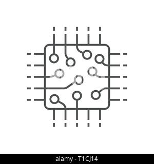 L'icône du processeur, CPU, GPU, puce. L'icône de la technologie puce informatique en style de ligne. Avc. modifiable EPS 10 Illustration de Vecteur