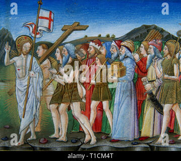 Cristoforo de Predis (1440-1486). Miniaturiste italien. Balades en miniature représentant Jésus limbo et libérer Adam et Eve et les justes. Le Codex de Predis, 1476. Bibliothèque royale. Turin. L'Italie. Banque D'Images