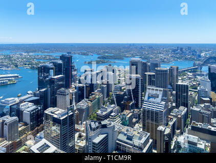 Vue depuis la Tour de Sydney sur le Central Business District (CBD), Sydney, Australie Banque D'Images