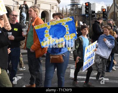Londres/UK. Le 23 mars 2019. Des milliers de manifestants à la place du Parlement à exiger un vote du peuple. Credit : Katherine Da Silva/ Alamy news Banque D'Images