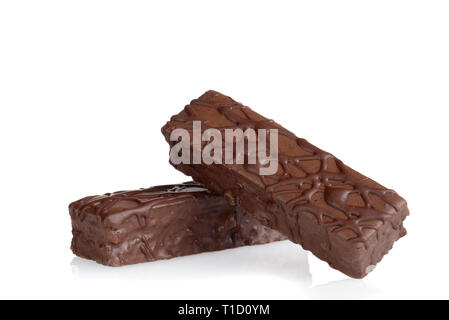 Gâteaux de chocolat Gros plan sur blanc Banque D'Images