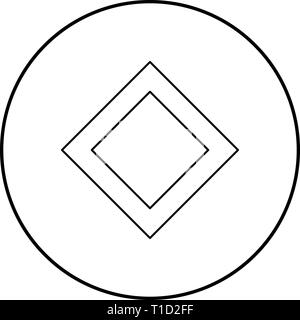 Rune Ingwaz ing vie Inguz icône symbole vecteur de couleur noir contour en cercle autour de l'image simple style illustration télévision Illustration de Vecteur