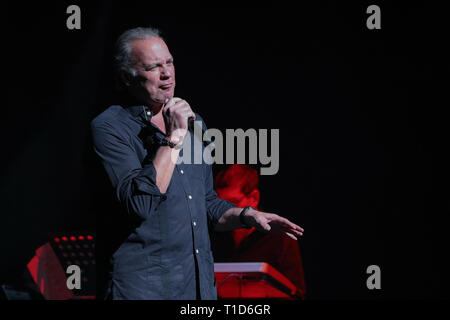 Bertín Osborne vu l'exécution au Teatro Calderón durant la Yo debí de enamoarme tu madre (nouvel album) concert à Madrid. Banque D'Images