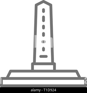 Les obélisques égyptiens, l'icône de la ligne de colonne antique. Isolé sur fond blanc Illustration de Vecteur