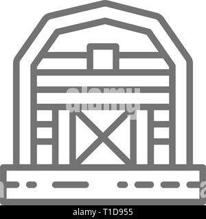 Grange de ferme, les émissions, l'icône de la ligne de la campagne. Isolé sur fond blanc Illustration de Vecteur