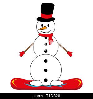 Le SNOWMAN sur fond blanc snowboard vector illustration Illustration de Vecteur