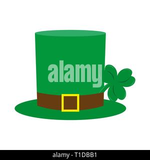 Leprechaun chapeau cylindre avec clover leaf pour la Saint-Patrick, vector illustration Illustration de Vecteur