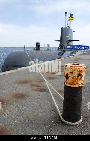 Halland HSwMS Hnd, sous-marin de la classe Gotland du premier sous-marin au cours de la flottille Marinens Dag (Journée de la Marine) à Karlskrona Karlskrona (örlogsbas naval base) li Banque D'Images