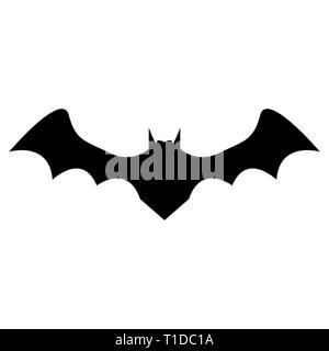 Silhouette de bat sur fond blanc Illustration de Vecteur