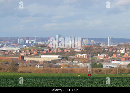 Vue sur la ville de Leeds depuis Morley Banque D'Images