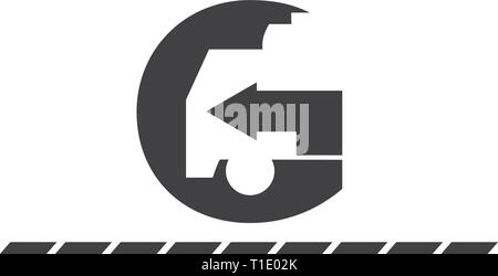 L'icône illustration lettre g truck et flèche l'espace négatif - vecteur icône noire isolée Illustration de Vecteur
