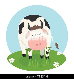 Vache mange de l'herbe Illustration de Vecteur