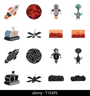 Rocket,planète,exotiques,robot,gare,chaînes,mars,dautres,lancement Astronaute,programme,lune orbite,bateau,,star,avenir,fantaisie,recherche,paysage,monde,spaceship,gravité,cyborg,mignon,,radar,navette,android,kidnapper,appareils,technologie,astronomie,la colonisation,ciel,espace,galaxy univers,voyages,science,cosmic,set,icône,,illustration,collection,isolé,design,graphisme,élément vecteur vecteurs,signer , Illustration de Vecteur