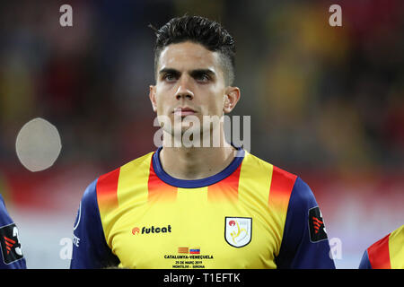 Girona, Espagne. Mar 25, 2019. 25 mars 2019 - Gérone, Catalogne, Espagne - Marc Bartra de Catalogne pendant le match de football entre la Catalogne et le Venezuela le 25 mars 2019 au stade Montilivi à Gérone, Espagne. Credit : Manuel Blondeau/ZUMA/Alamy Fil Live News Banque D'Images