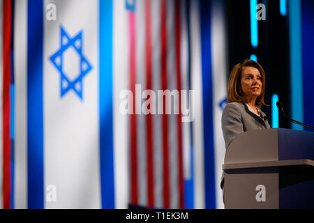 25 mars 2019 - Conférence de l'AIPAC à Washington DC.leader de la Chambre Nancy Pelosi parle lors de la conférence annuelle de l'AIPAC à Washington DC.Zach D Roberts.Washington, DC.USA.new.20190326 (crédit Image : © RobertsZUMA Zach Wire) Banque D'Images