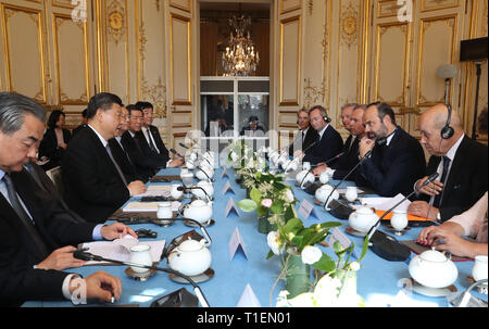 Paris, France. Mar 26, 2019. Le président chinois Xi Jinping rencontre le Premier ministre français Edouard Philippe à Paris, France, le 26 mars 2019. Credit : Yao Dawei/Xinhua/Alamy Live News Banque D'Images