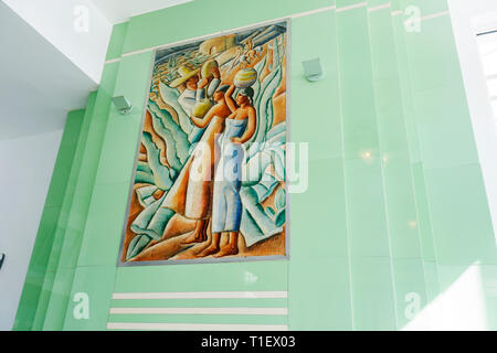 Miami Beach Florida,Ocean Drive,quartier historique art déco,The Colony,Hotel,fresque,peinture,1935,Paul Simone,artiste,décor,décoration,design intérieur,art,preservat Banque D'Images