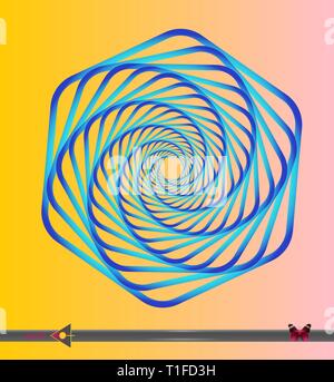 Segments de cercles concentriques. Rotation hexagonal. Élément graphique sur fond blanc. Illustration de Vecteur