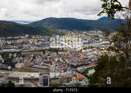 Vue de dessus de la ville de Bergen en Norvège. Banque D'Images