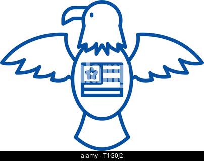 American Eagle icône ligne concept. American Eagle vector télévision symbole, signe, contours illustration. Illustration de Vecteur