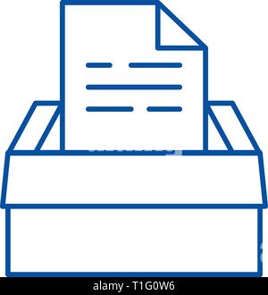 L'icône de la ligne de documents d'archive concept. Archive de documents télévision vector symbole, signe, contours illustration. Illustration de Vecteur