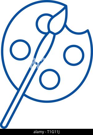 Arts, peinture et pinceau icône ligne concept. Arts, peinture et pinceau plat vector symbole, signe, contours illustration. Illustration de Vecteur