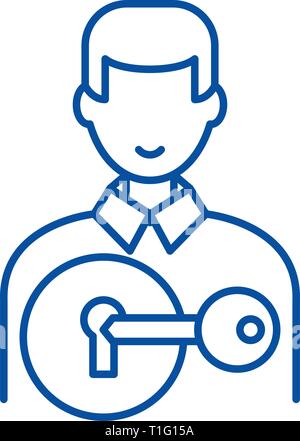 Attirer des clients Icône ligne concept. Attirer des clients télévision vector symbole, signe, contours illustration. Illustration de Vecteur