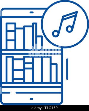 L'icône de la ligne de livres audio concept. Livres audio télévision, signe, symbole vecteur illustration contour. Illustration de Vecteur