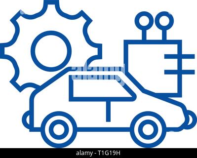 L'icône de la ligne de voiture automatique concept. Dans une station de télévision, signe, symbole vecteur illustration contour. Illustration de Vecteur