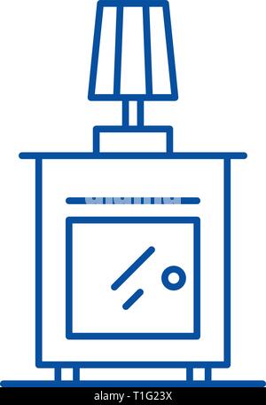 L'icône de la ligne de table de chevet concept. Table de chevet télévision vector symbole, signe, contours illustration. Illustration de Vecteur