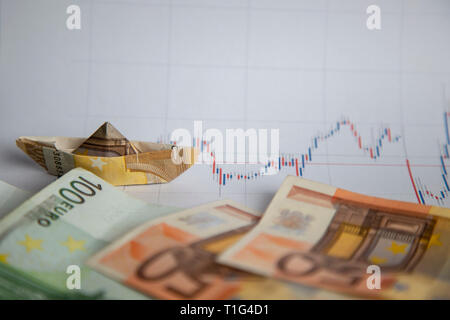 Navigation avec d'euros dans les marchés boursiers Banque D'Images