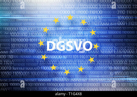 Règlement général sur la protection des données. Inscription sur arrière-plan avec un code binaire Banque D'Images