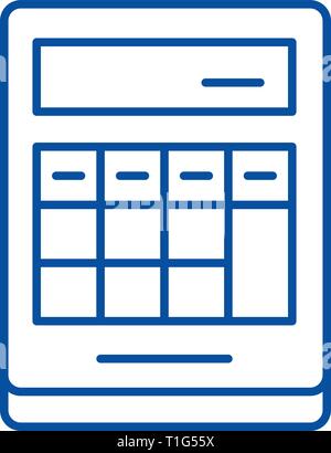 Calcul sur l'icône de la ligne calculatrice concept. Calcul sur la télévision de la calculatrice, signe, symbole vecteur illustration contour. Illustration de Vecteur