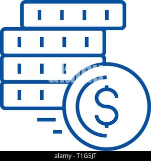 Paiement,l'icône de la ligne pièces de concept. Cash,coin télévision, signe, symbole vecteur illustration contour. Illustration de Vecteur