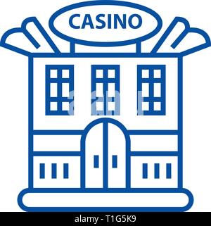 L'icône de la ligne du bâtiment Casino concept. Bâtiment Casino télévision, signe, symbole vecteur illustration contour. Illustration de Vecteur