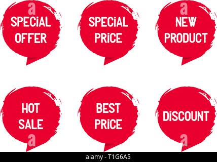 Set de tampons avec mots à vendre, offre spéciale, nouveau produit, vecteur Illustration de Vecteur