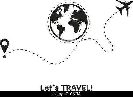 Let's go travel sur fond blanc, vector illustration Illustration de Vecteur