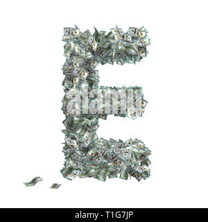 Lettre E 100 Dollar bills - 3D Rendering Banque D'Images