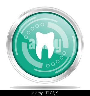 Tooth argent métallique ronde frontière chrome web icon, vector illustration pour webdesign et applications mobiles isolé sur fond blanc Illustration de Vecteur