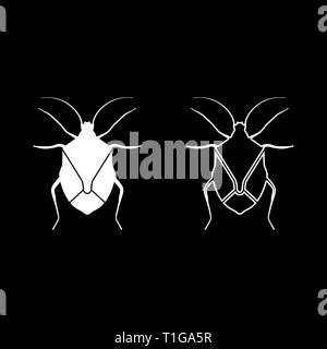 Punaise punaise vrai bug bugs Hemipterans insect pest Icon Set vector illustration couleur blanc style plat simple image Illustration de Vecteur