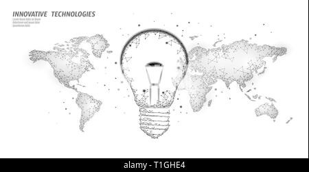 L'heure de la Terre monde concept l'ampoule. Planète monde poly basse polygonale globe carte. Save Eco écologie environnement green energy power concept vecteur bannière Illustration de Vecteur