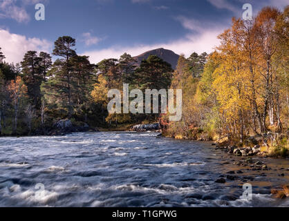 Soutenu par la rivière Affric Sgurr Na Lapaich en automne, Glen Affric, Highlands, Scotland, UK Banque D'Images