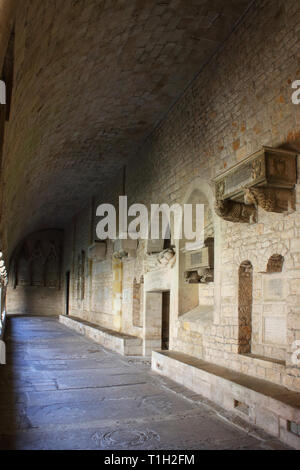 Détails de la cloître roman de la cathédrale de Gérone, le Santa Maria de Girona Banque D'Images