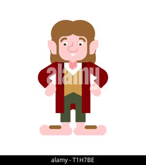 Petit homme Hobbit. isolé avec de grandes jambes homonculus magique Illustration de Vecteur