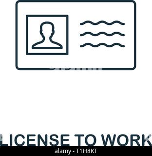 Licence d'icône. Fine ligne symbole de la conception de l'éthique des affaires collection d'icônes. Licence pour travailler parfait pixel pour l'icône web design, apps, logiciels Illustration de Vecteur