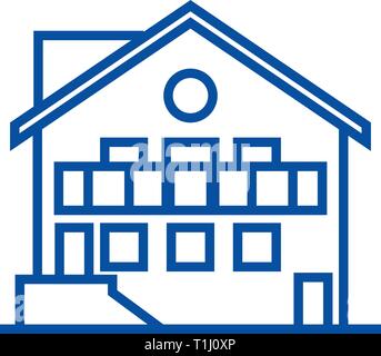 L'icône de la ligne Chalet concept. Appartement chalet, signe, symbole vecteur illustration contour. Illustration de Vecteur